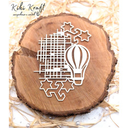 steampunk chipboard balloon with stars and grid element 1790