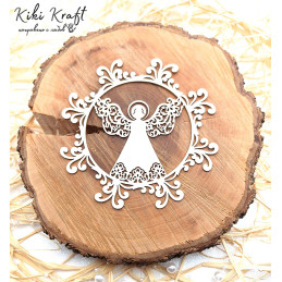 angel with ornament wings chipboard in frame laser cut 1806