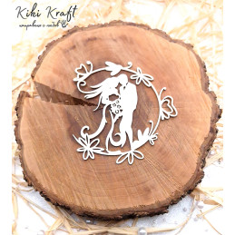 wedding couple kiss in floral circle chipboard 1817