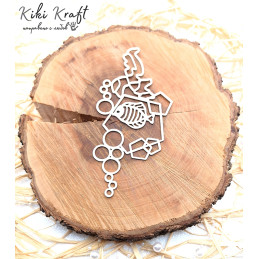 Chipboard sea element with fish, bubbles and geometric shapes – No1837