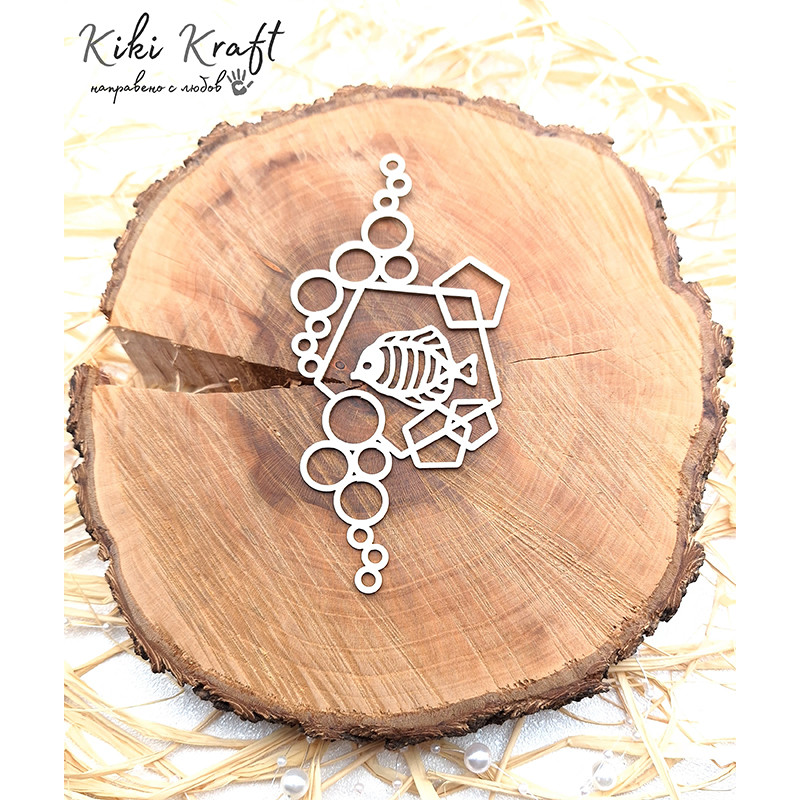 Chipboard sea element with fish and bubbles – No1842 Chipboard sea element with fish and bubbles – No1842