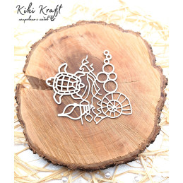 Chipboard sea turtle with shells and bubbles – No1852