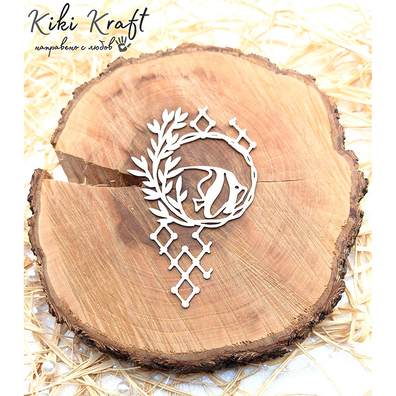 Chipboard angel fish inside wreath with geometric design – No1864 Chipboard angel fish inside wreath with geometric design – No1864