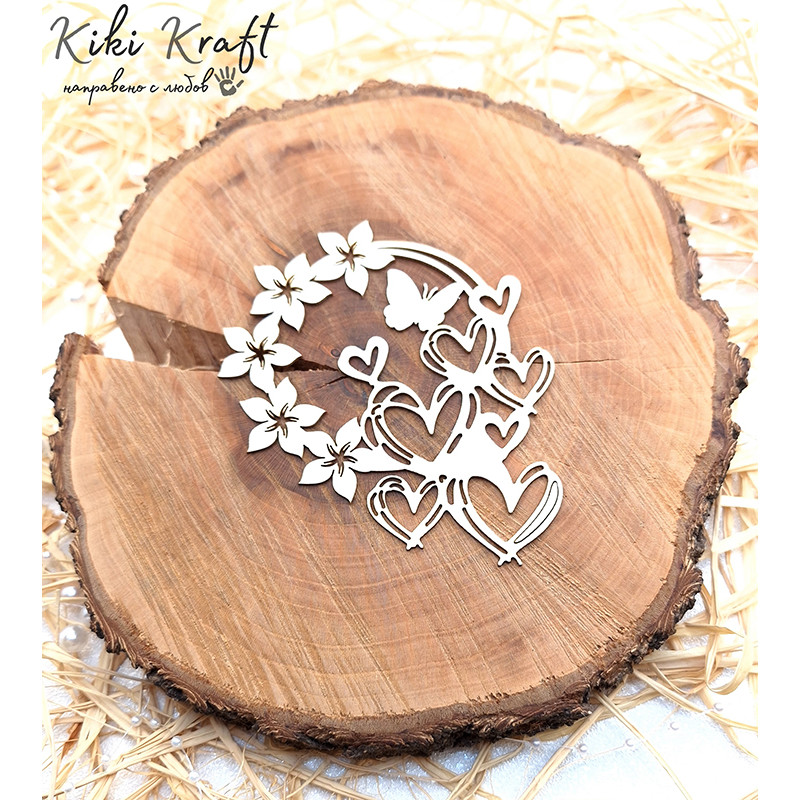 Кръг с цветя и сърца – елемент от бирен картон – 1895