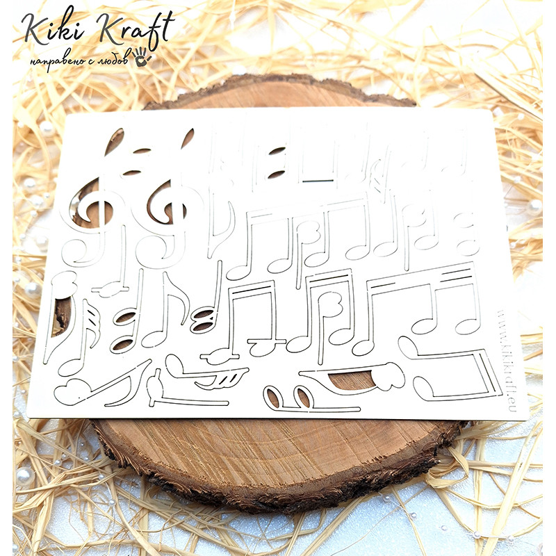 Ноти и музикални символи от бирен картон – лазерно изрязани – 1774