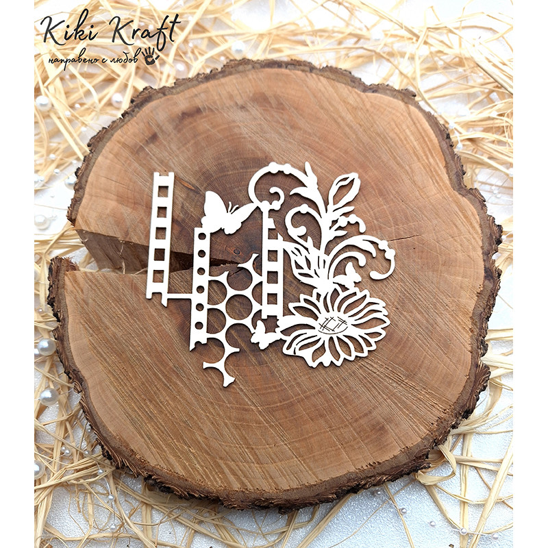 Фон с цвете, пеперуда и решетка от бирен картон – 1948