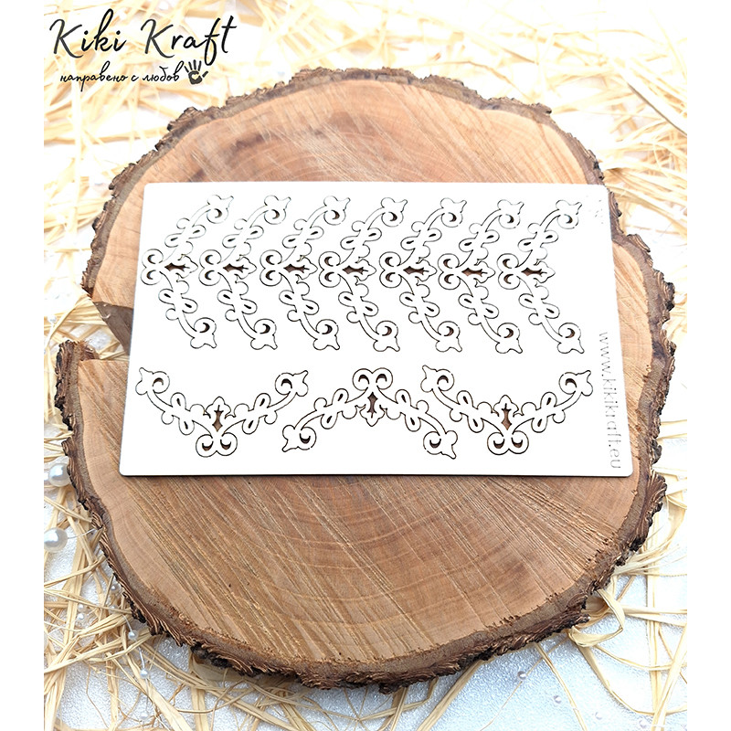 Ъгли с орнаменти от бирен картон – за картички, албуми и декорации – 0781