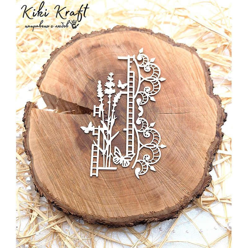 Фон с цветя, пеперуди и флорални орнаменти от бирен картон – №1984