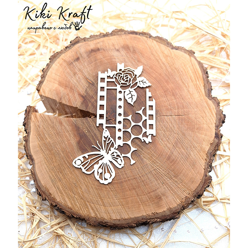 Фон с роза, пеперуда и пчелна пита от бирен картон – №1988