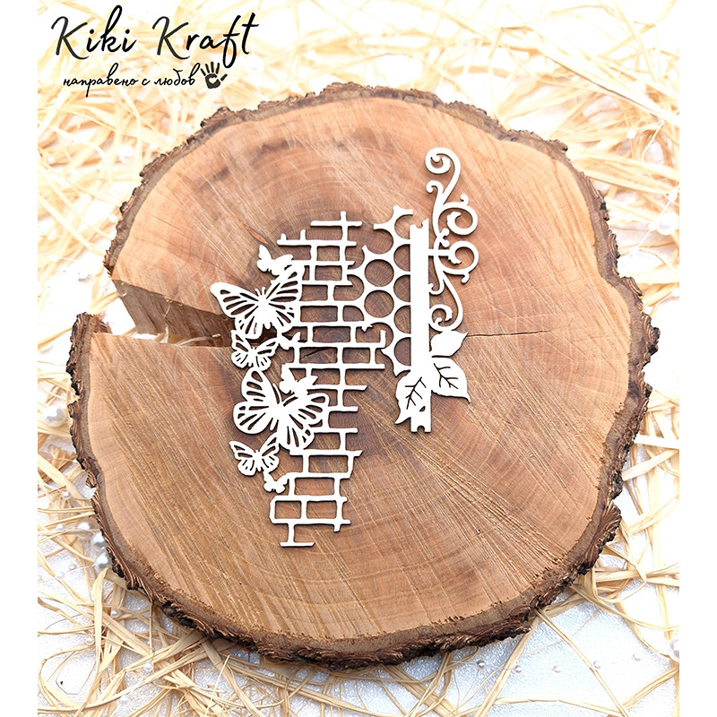 Фон с пеперуди, тухлички и флорални орнаменти от бирен картон – №1992