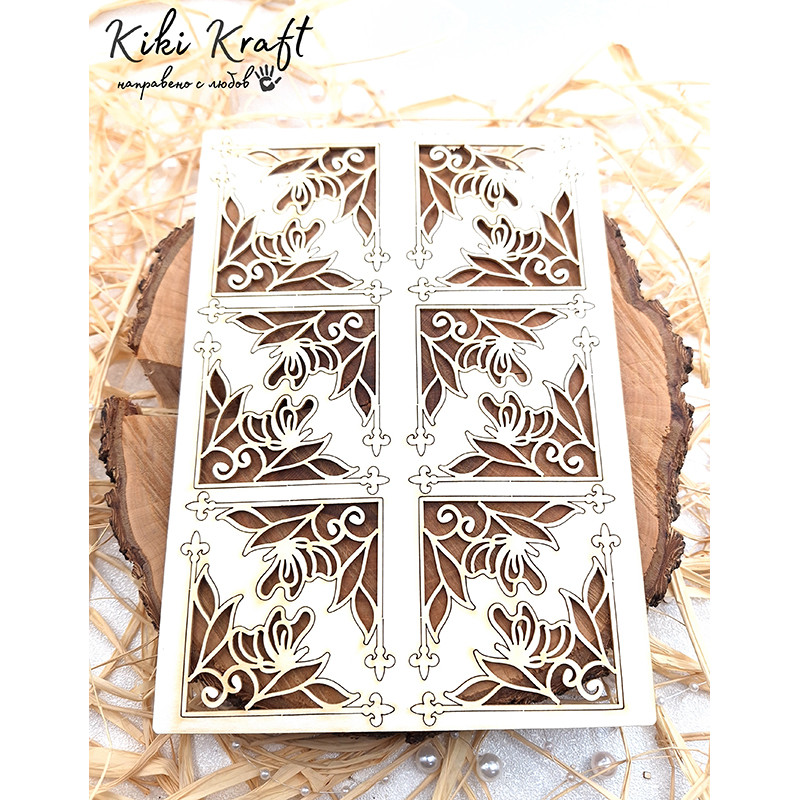 Сет декоративни флорални ъгли от бирен картон – 1854